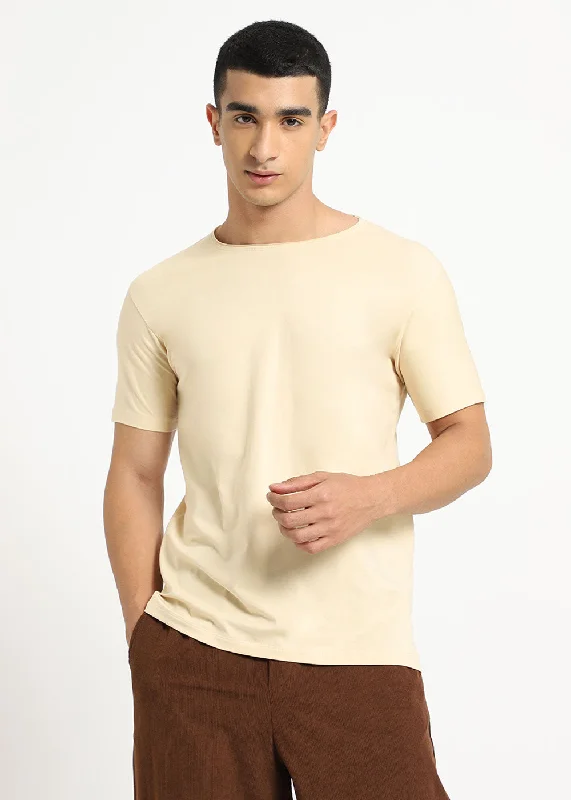 Unwind with Weekend Discounts Cream Crew neck T-shirt