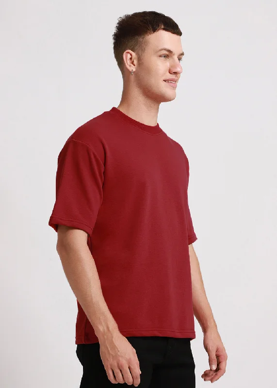 Shop and Save Crimson Red Oversized Basic T-shirt