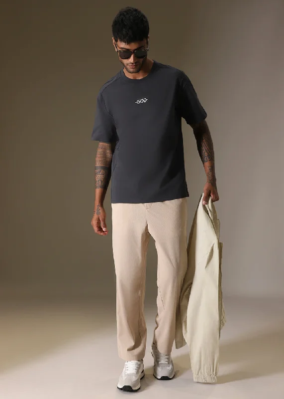 Weekend Steals Await Cut And Sew Grey Oversized T-shirt