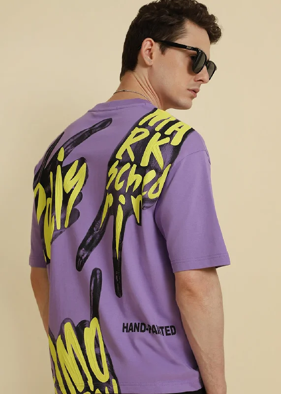Super Discount Embossed Purple Oversized T-shirt