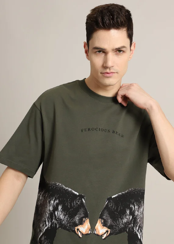 Now or Never Ferocious Olive Oversized T-Shirt