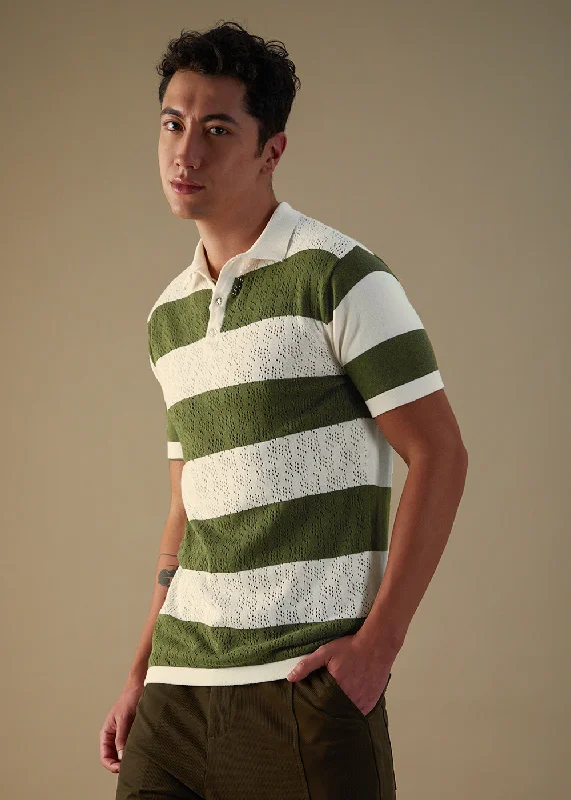 Midnight Madness Green Knitted Polo T-shirt