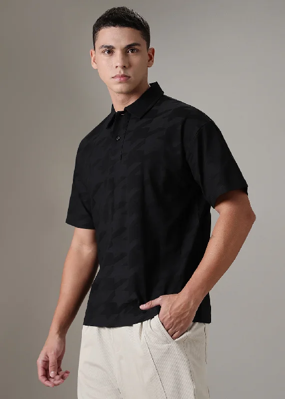Take Action Herringbone Pattern Polo T-shirt