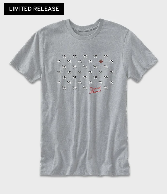 Stock Clearance Maple Leaf Cow-a-Dot Graphic T-Shirt - Heather Gray