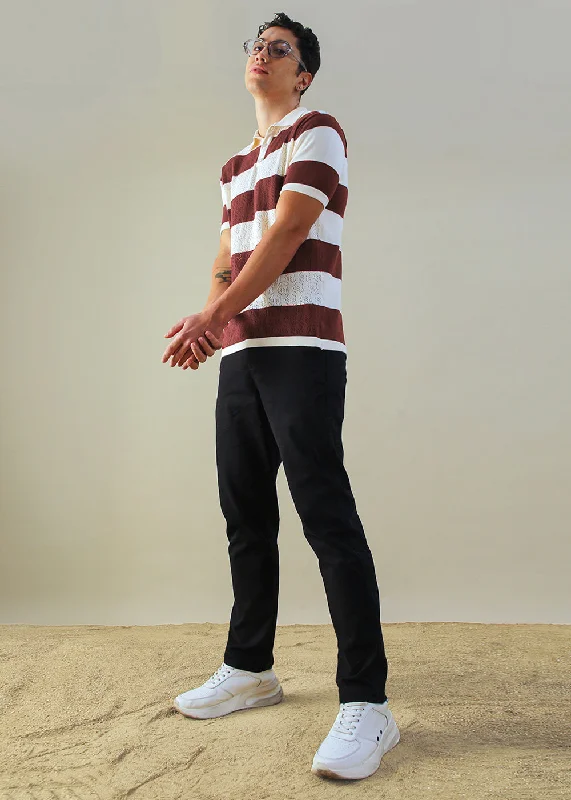 Online Exclusive Maroon Knitted Polo T-shirt