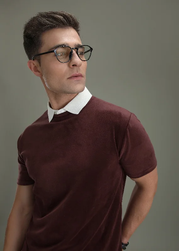 Year-End Sale Maroon Suede T-shirt
