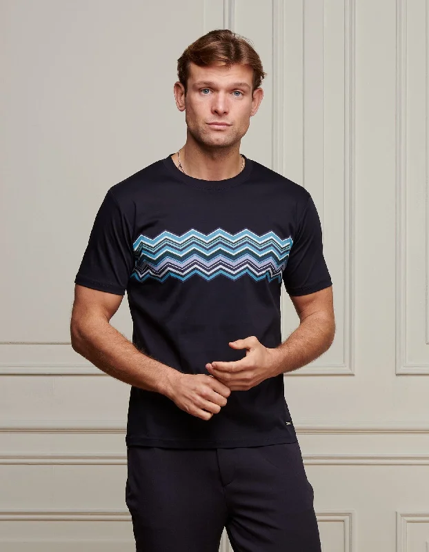 Time-Limited Offer Navy/Blue Zag Panel T-Shirt