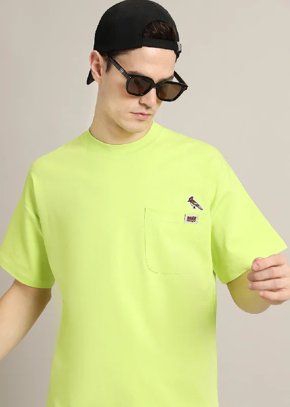 Flash Deals Neon Green Applique Oversized T-shirt
