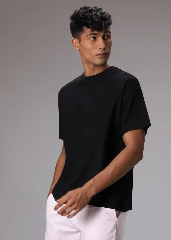 Quick Deals Noir Black Patterned T-shirt