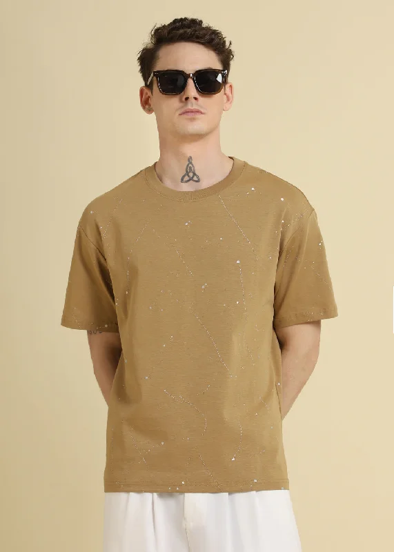 Exclusive Offer Ochre Brown Splatter Oversized T-shirt