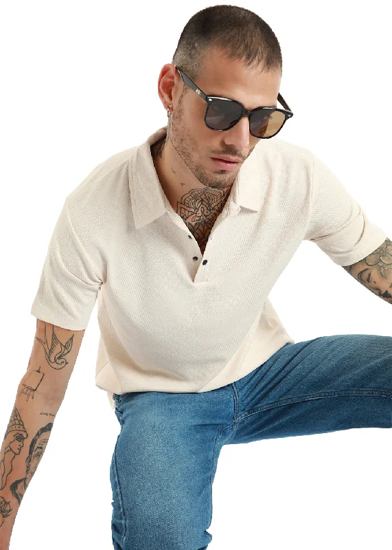 Weekend Discounts to Delight Off White Structured Polo T-shirt