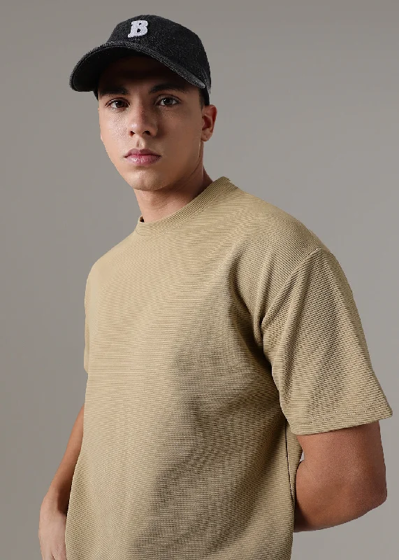 Major Deal Oversized Beige Textured T-shirt