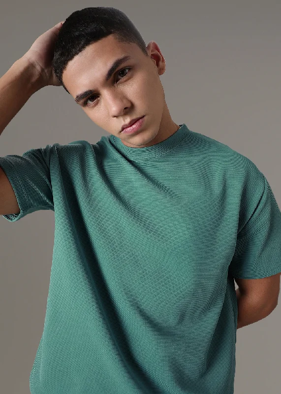 Final Sale Oversized Bottle Green Textured T-shirt