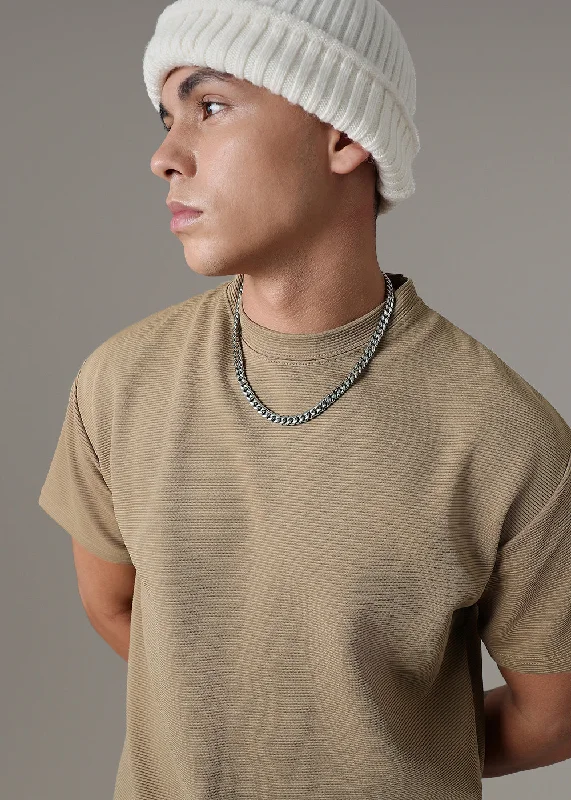 Exclusive Deal Oversized Coffee Textured T-shirt