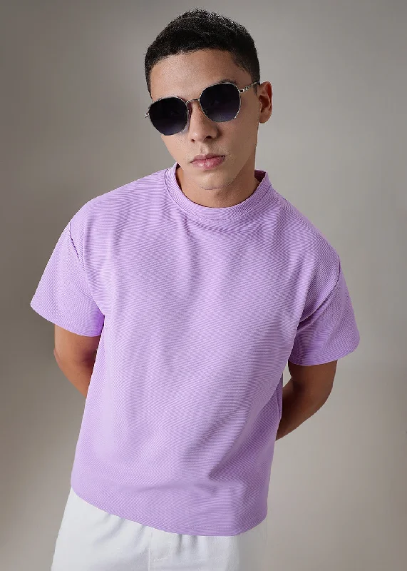 Overstock Sale Oversized Lilac Textured T-shirt