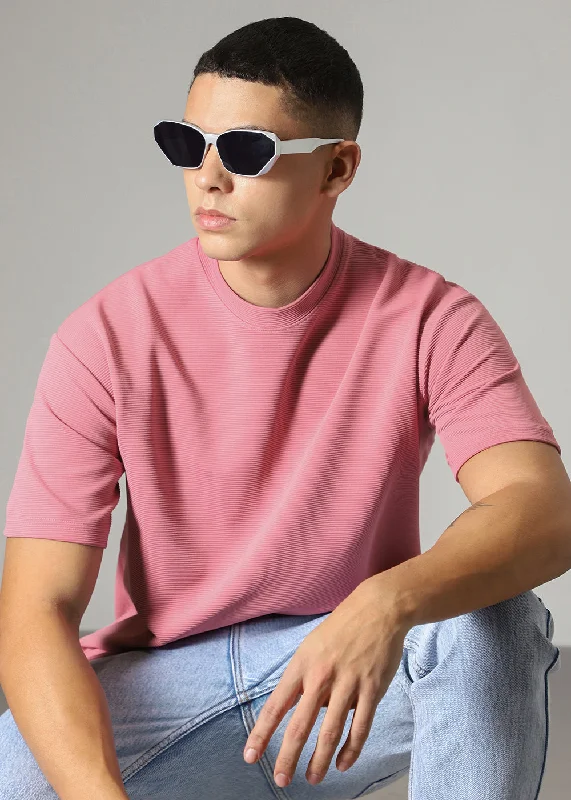 The Best Deal Oversized Pink Textured T-shirt