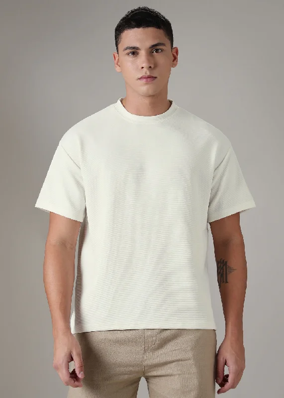 Unmissable Offer Oversized White Textured T-shirt