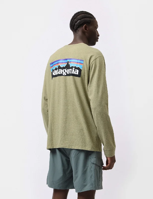 YEAR-End Sale Patagonia P-6 Logo Responsibili-Tee Long Sleeve T-Shirt - Buckthorn Green