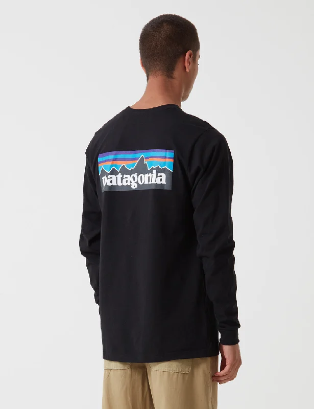 Super Deal Patagonia P-6 Logo Responsibili-Tee Long Sleeved T-Shirt - Black