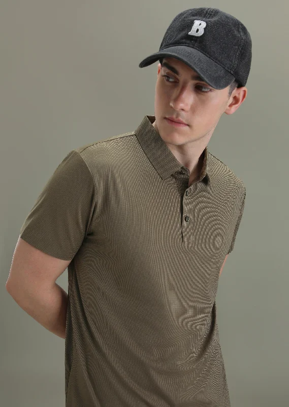 Bargain Prices Patterned Brown Stitchless Polo T-shirt