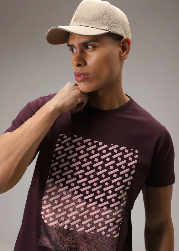Weekend Shopping Extravaganza Plum Printed T-Shirt