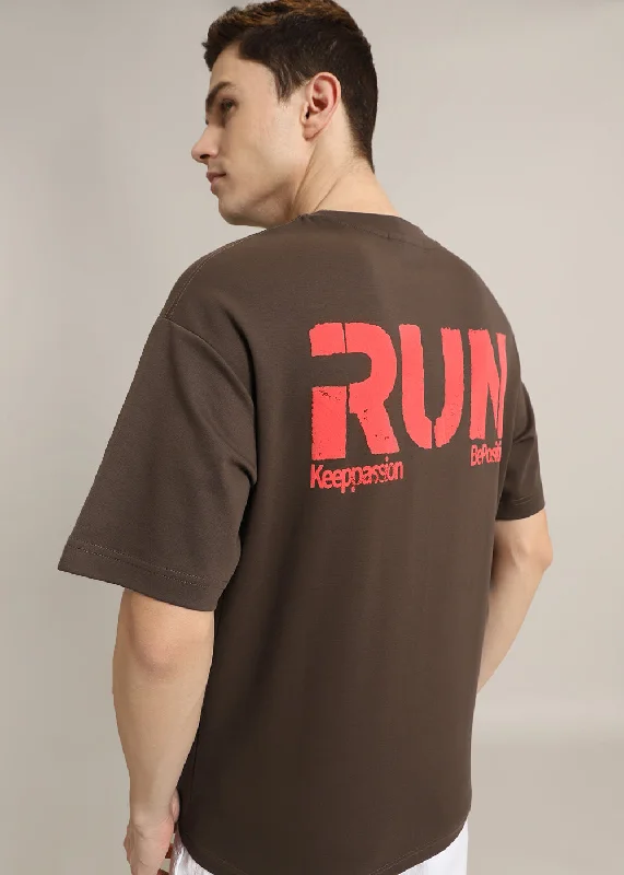 Weekend Special Radiant Run Brown Oversized T-shirt