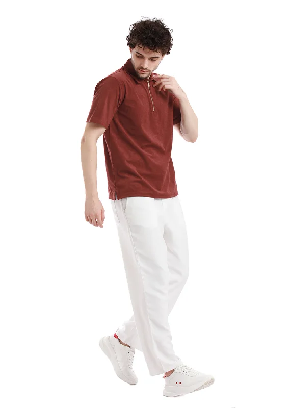 Flash Sale Rustic Red Zip polo T-shirt