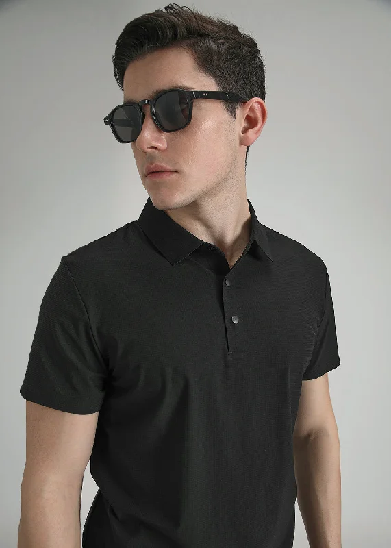 Deal Mania Self Black Stitchless Polo T-shirt