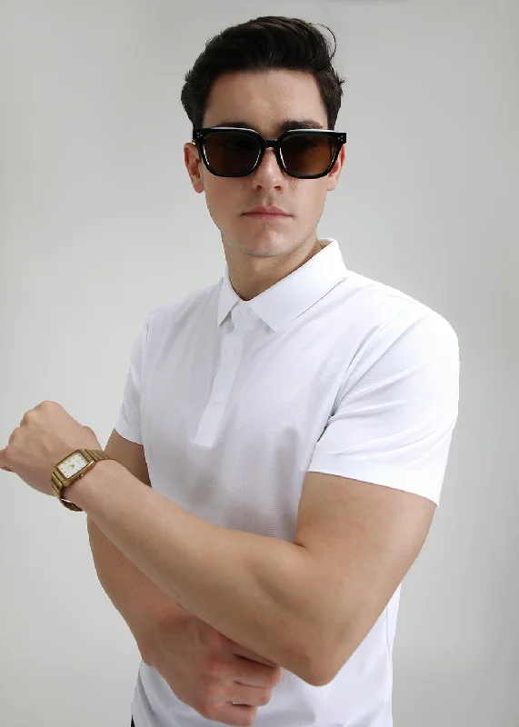 Weekend Shopping Made Better Self White Stitchless Polo T-shirt