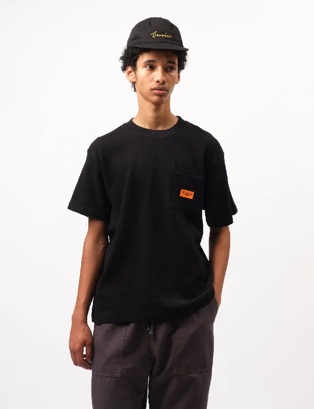 Stock Clearance Service Works Waffle Pocket T-Shirt - Black