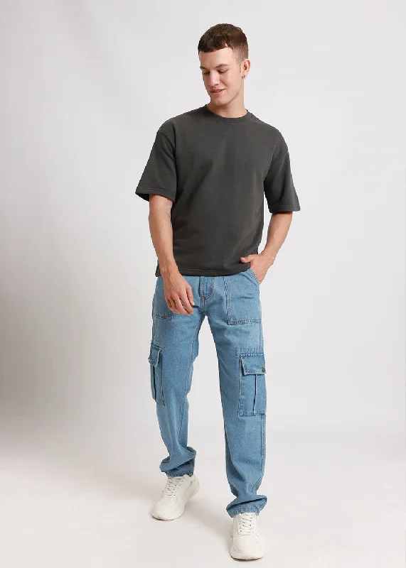 Weekend Offers That Delight Shadow Gray Oversized Basic T-shirt