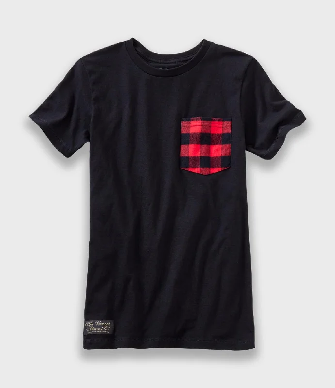 Shop and Save Short Sleeve Flannel Pocket T-Shirt - Red Buffalo