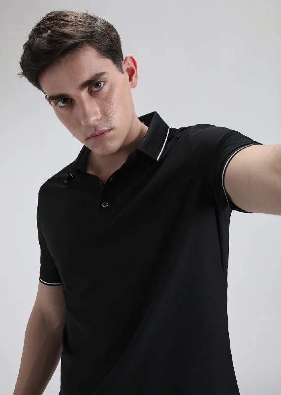 The Best Prices Soft Black Stitchless Polo T-shirt
