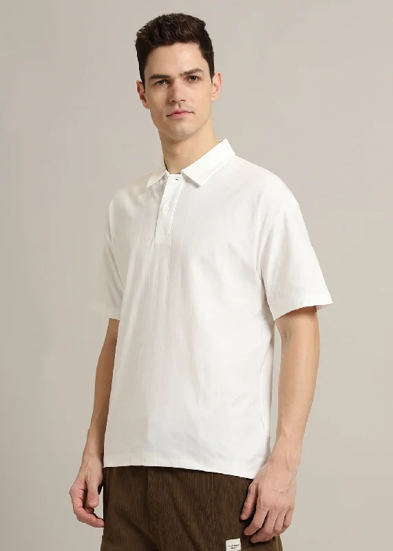 Steals and Deals Striped White Polo T-Shirt
