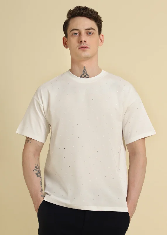 Instant Deal Stud White Oversized T-shirt