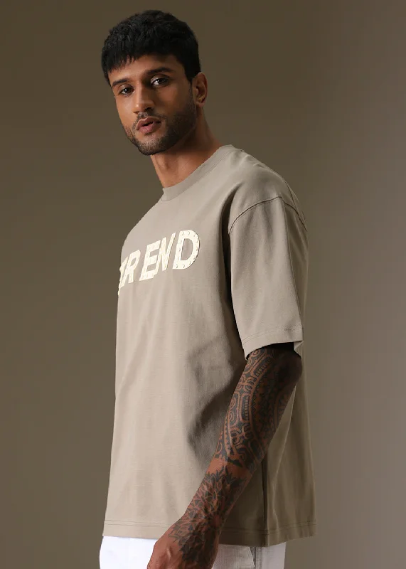Year-End Clearance Tan Embossed Oversized T-shirt