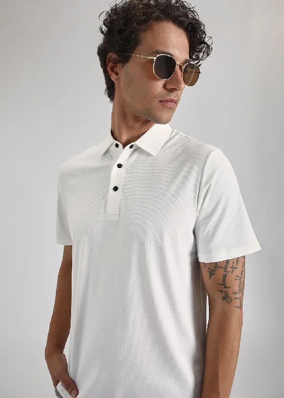 Exclusive Offers Textured White Stitchless Polo T-shirt