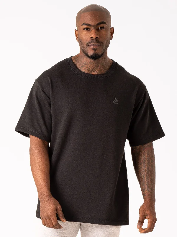 New Deal Throwback Fleece Oversized T-Shirt - Black
