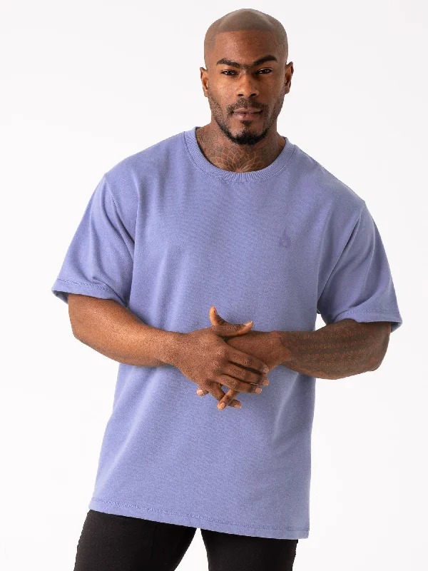 Limited Supply Throwback Fleece Oversized T-Shirt - Indigo Blue