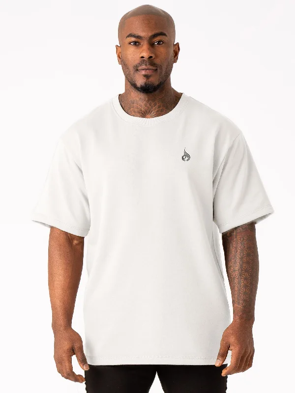 Massive Deal Throwback Fleece Oversized T-Shirt - White
