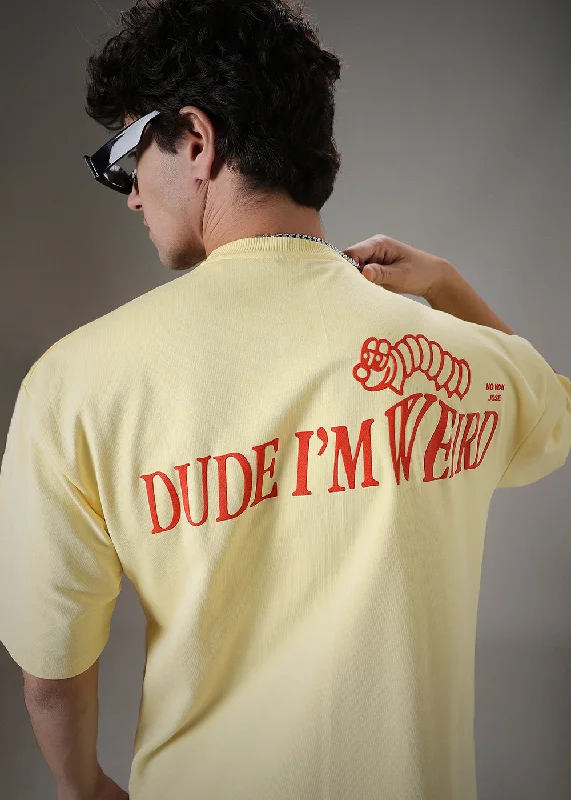 Weekend Specials to Grab Typography Yellow Oversized T-shirt