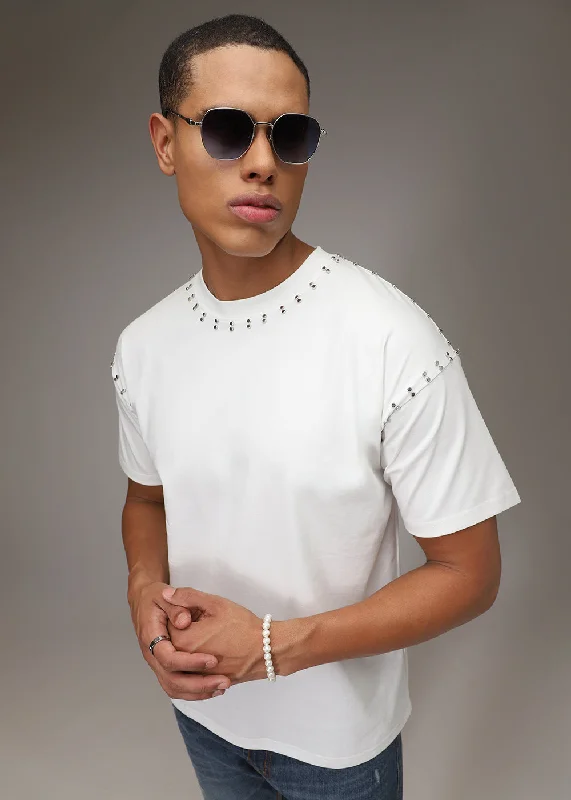 Major Deal White Embellishment Oversized T-shirt