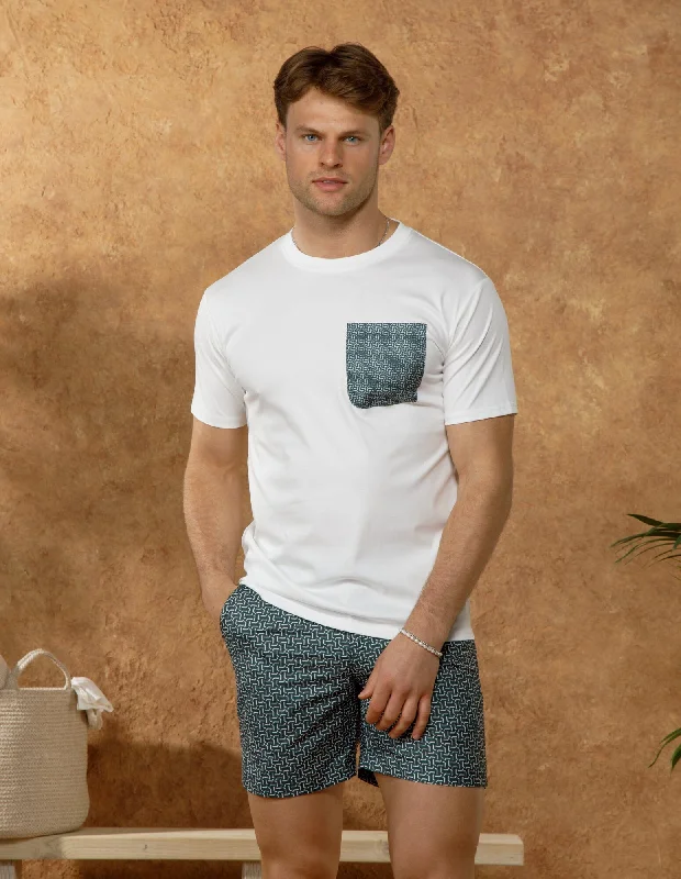 Referral Discount White/Green Chain Pocket T-Shirt