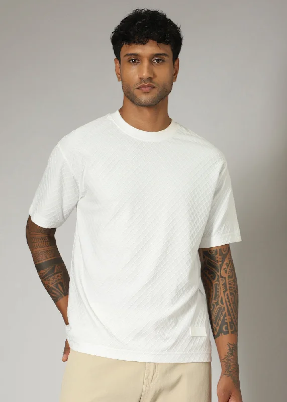 Great Deals White Textured Regular T-shirt