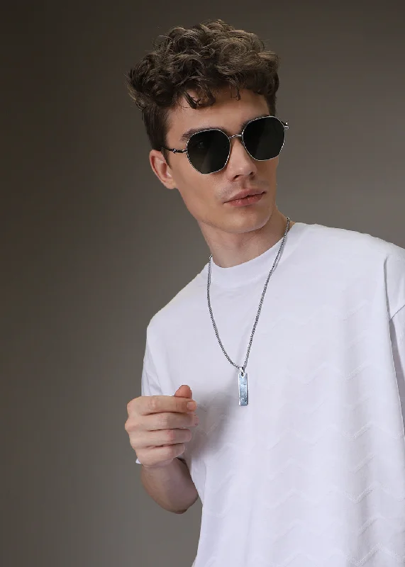 Weekend Deals to Make You Smile White Zig Zag Textured T-shirt