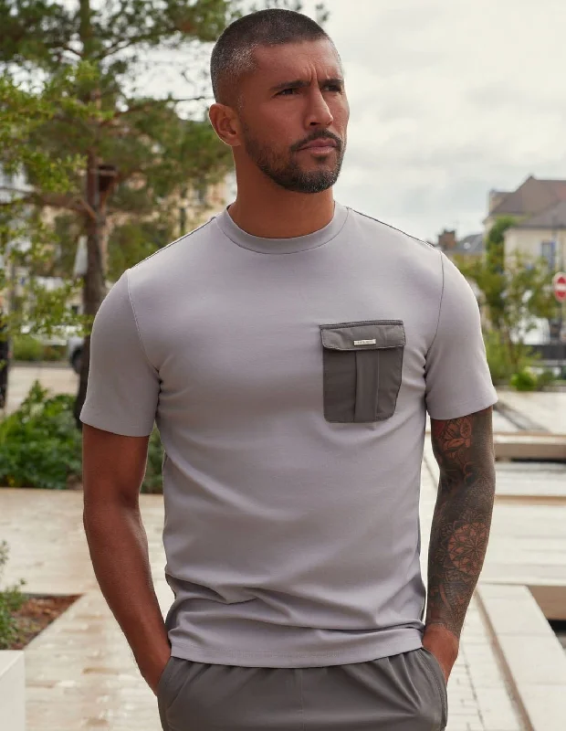 Midnight Madness Woven Pocket T-Shirt Pebble/Slate